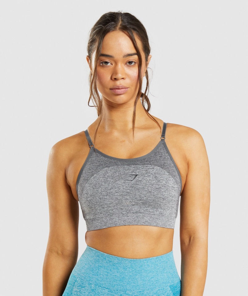 Sujetador Deportivo Gymshark Flex Strappy Gris Antracita Jaspeado
