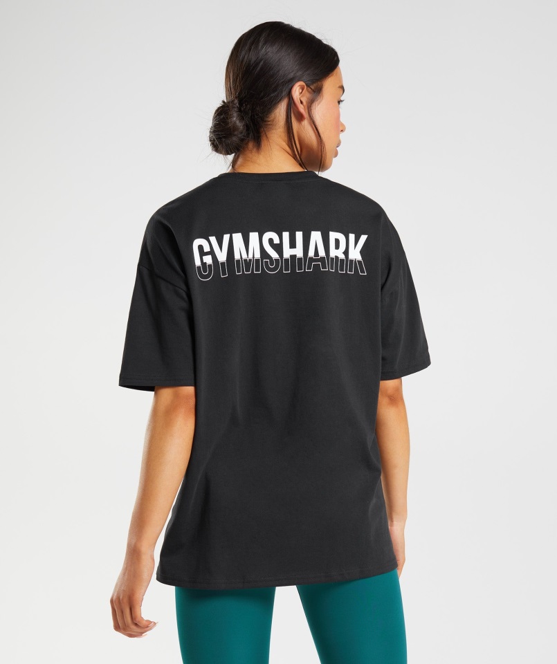 Camiseta Oversize Gymshark Fraccion Negro-blanco