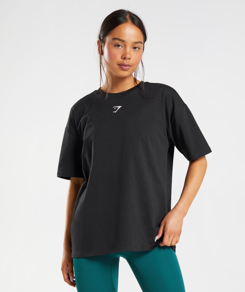 Camiseta Oversize Gymshark Fraccion Negro-blanco
