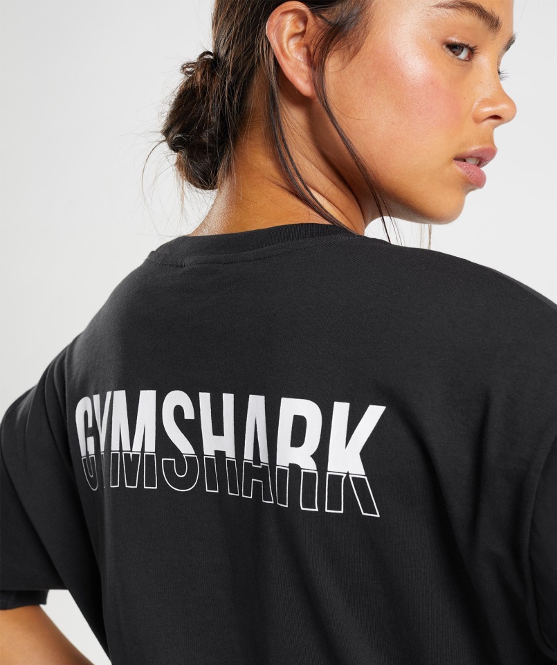 Camiseta Oversize Gymshark Fraccion Negro-blanco