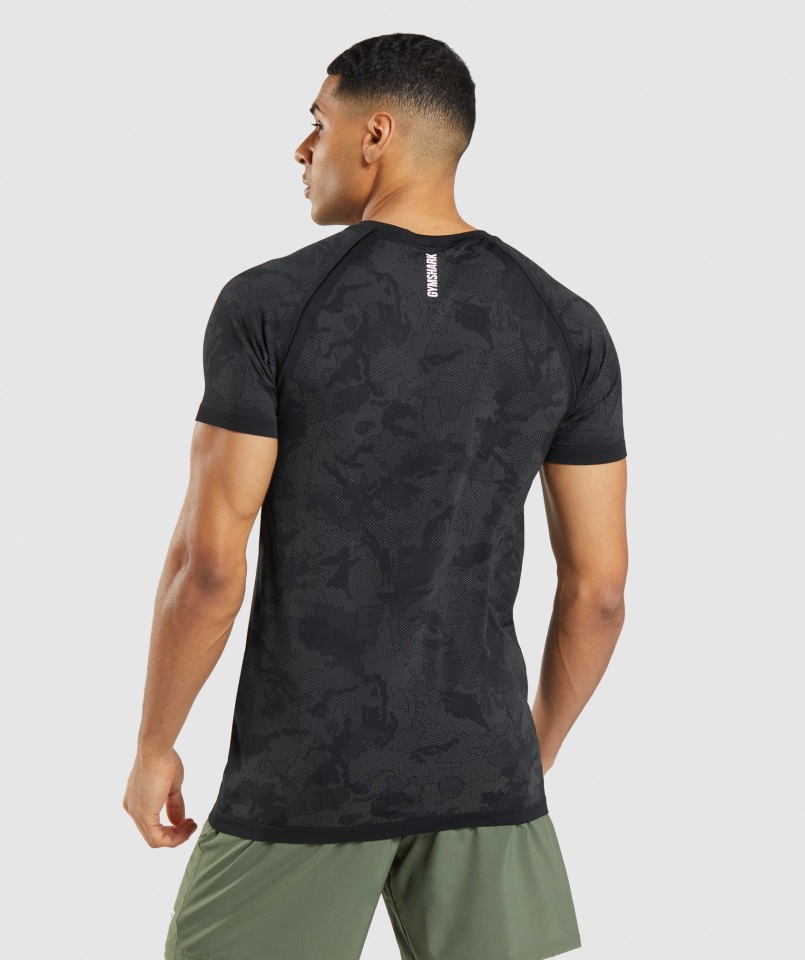 Camiseta Gymshark Geo Seamless Negro-gris Antracita