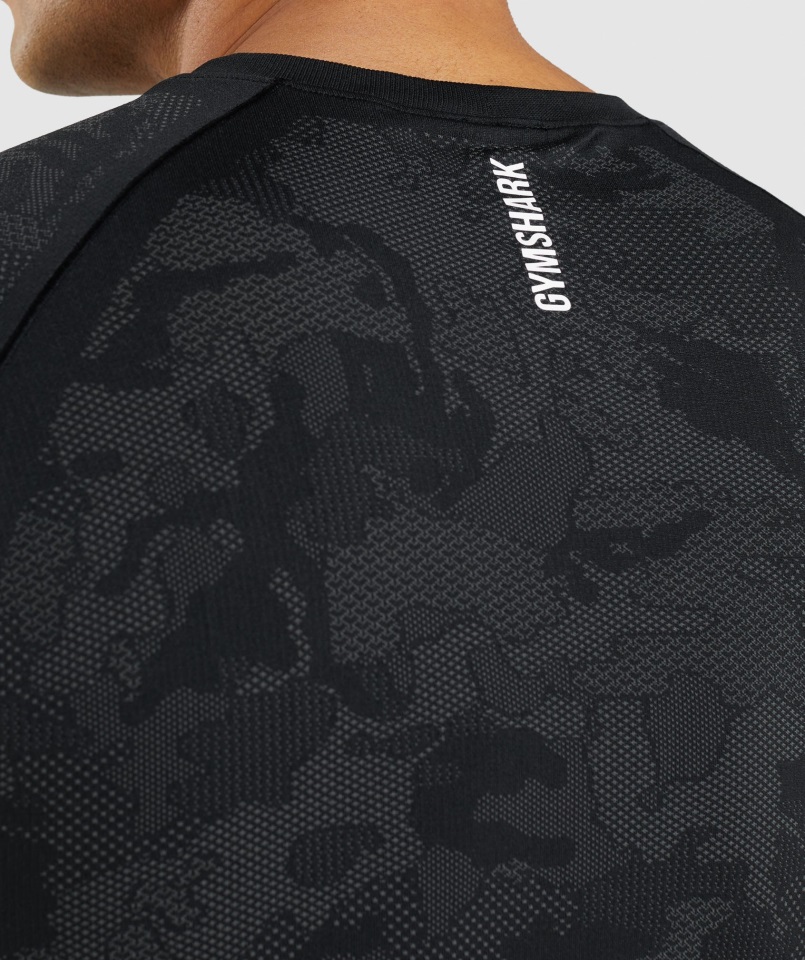 Camiseta Gymshark Geo Seamless Negro-gris Antracita