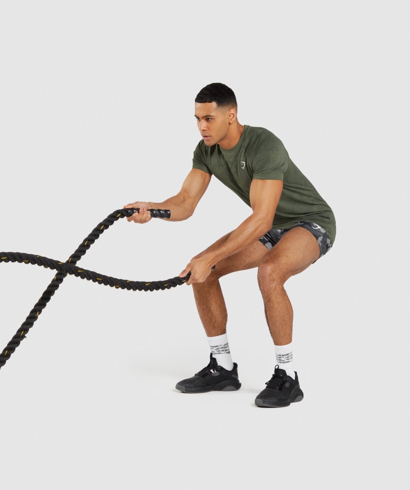 Camiseta Gymshark Geo Seamless Core Oliva-negro