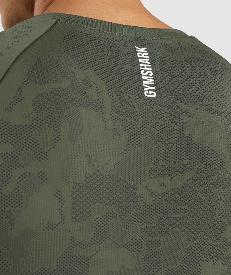 Camiseta Gymshark Geo Seamless Core Oliva-negro