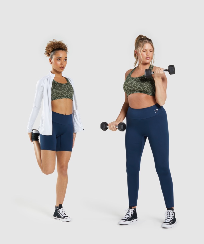 Sujetador Deportivo Gymshark Con Espalda De Nadador Y Estampado Verde Esencial