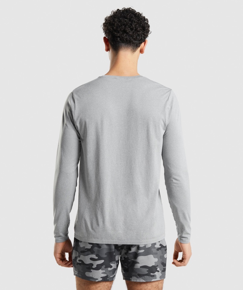 Camiseta De Manga Larga Sin Costuras Gymshark Gris Llegada