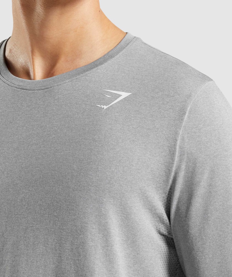 Camiseta De Manga Larga Sin Costuras Gymshark Gris Llegada