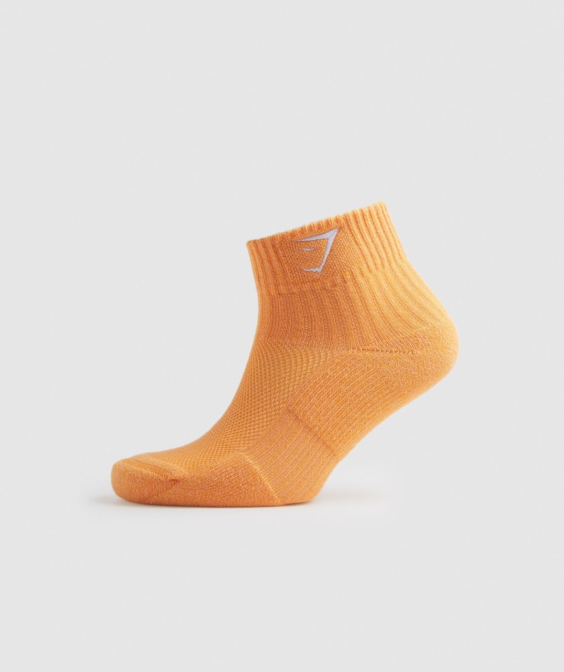 Gymshark Hibisco Rosa-albaricoque Naranja Cabeza De Tiburón Bordado Cuartos De Calcetines 2pk