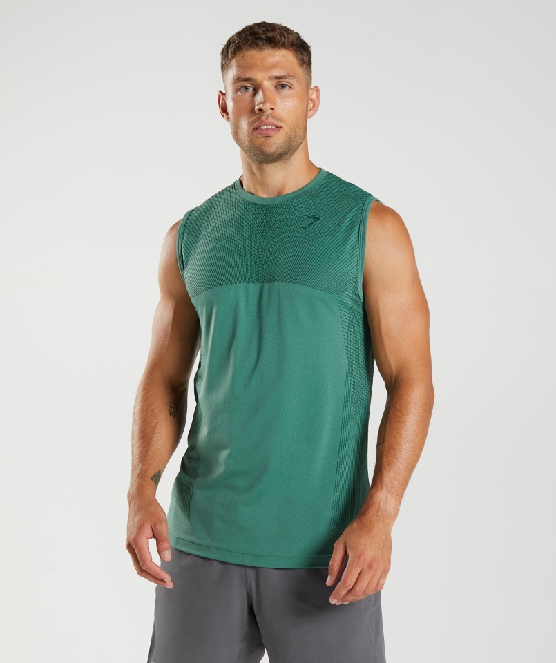 Gymshark Hoya Verde-bosque Verde ápice Tanque Sin Costuras