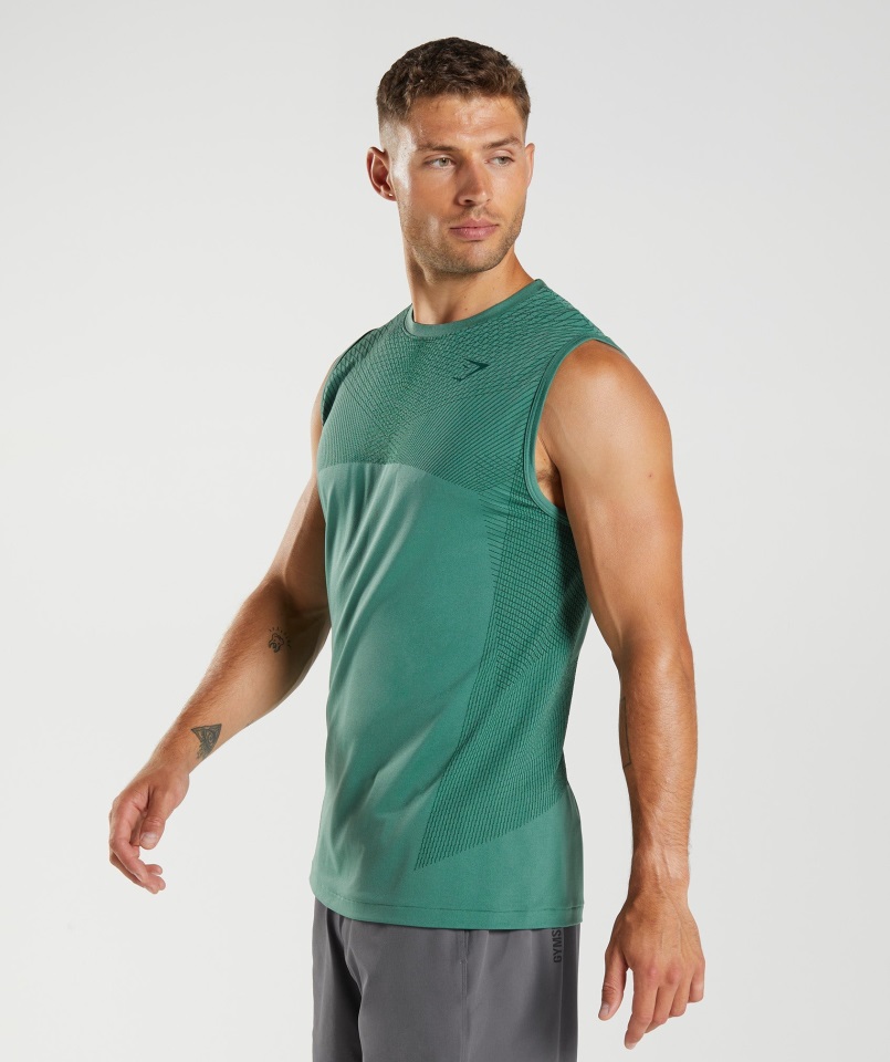 Gymshark Hoya Verde-bosque Verde ápice Tanque Sin Costuras