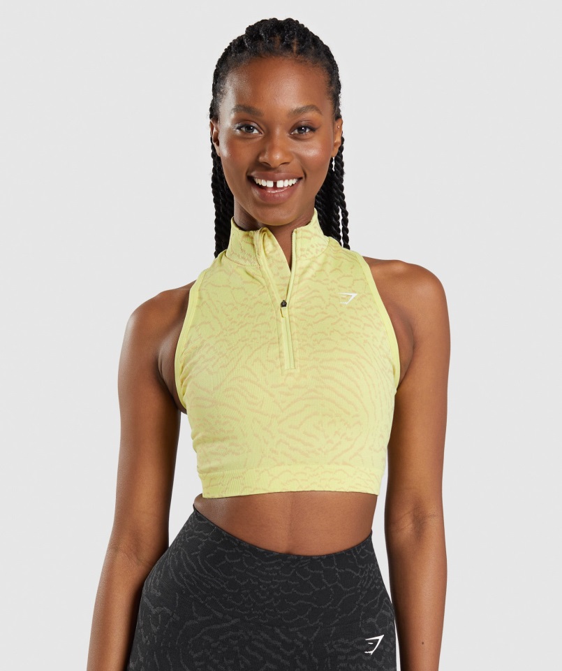 Gymshark Híbrido-luciérnaga Amarillo Adapt Animal Crop Sin Costuras 1-2 Zip