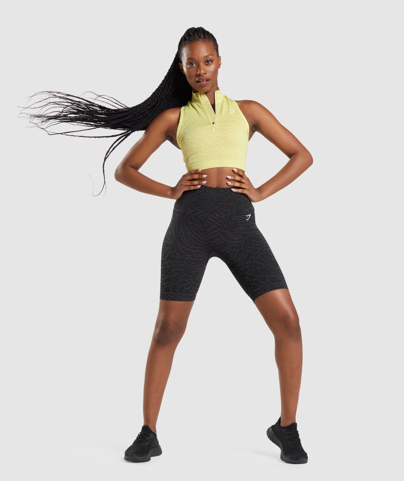 Gymshark Híbrido-luciérnaga Amarillo Adapt Animal Crop Sin Costuras 1-2 Zip