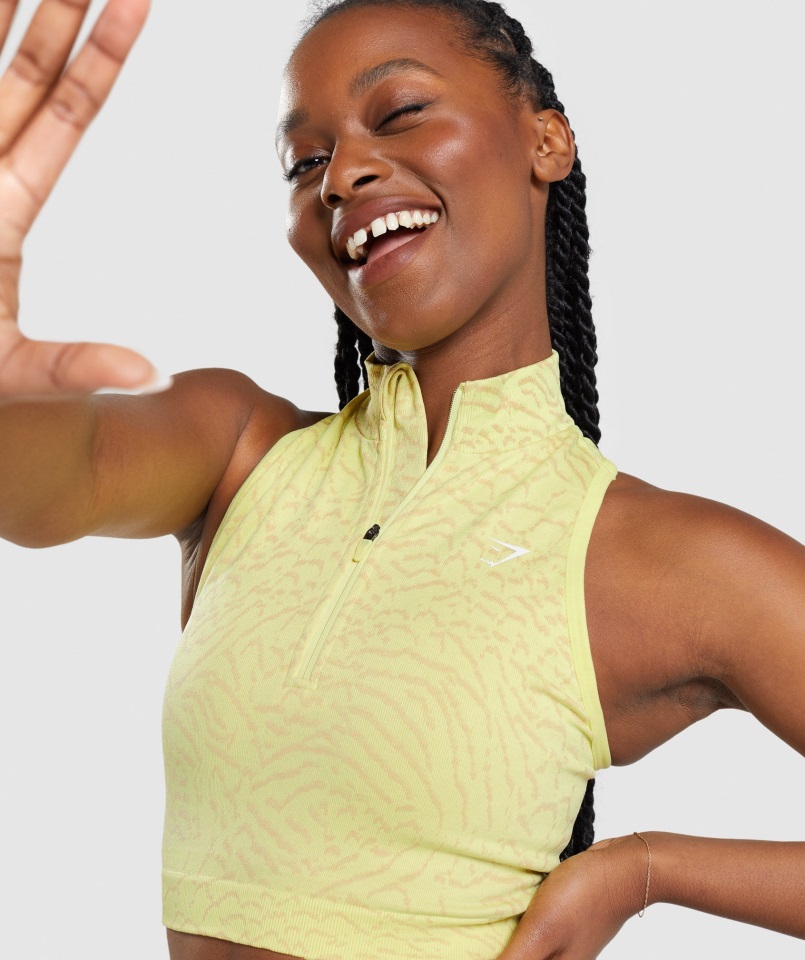 Gymshark Híbrido-luciérnaga Amarillo Adapt Animal Crop Sin Costuras 1-2 Zip