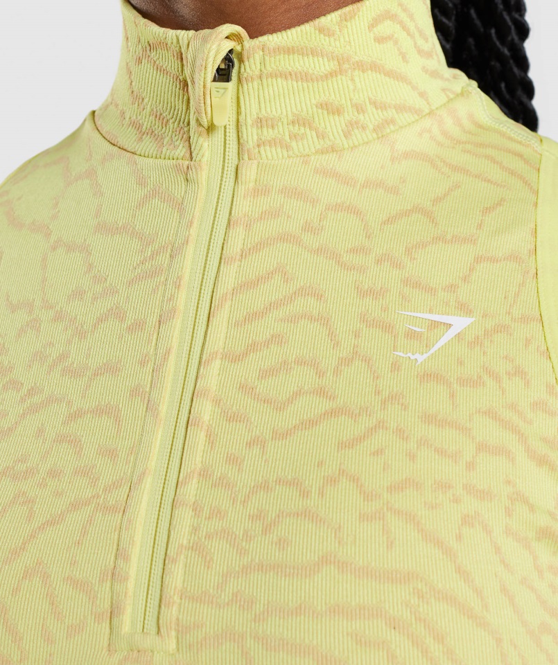 Gymshark Híbrido-luciérnaga Amarillo Adapt Animal Crop Sin Costuras 1-2 Zip