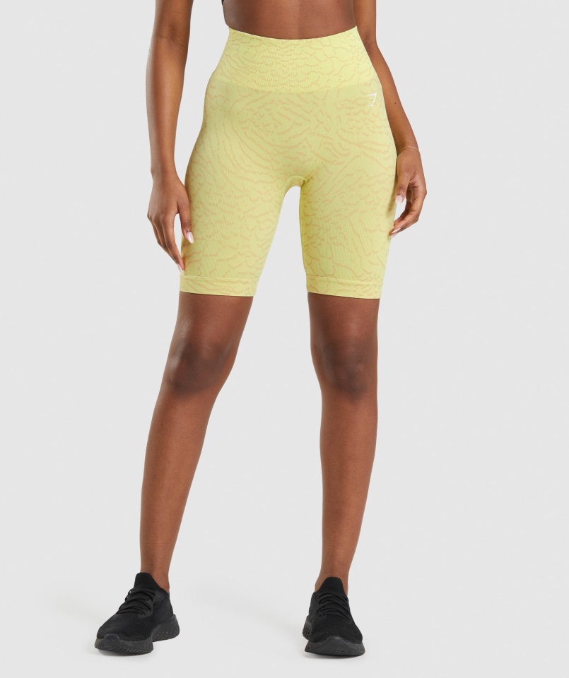 Shorts De Ciclismo Sin Costuras Gymshark Hybrid-firefly Amarillo Adapt Animal
