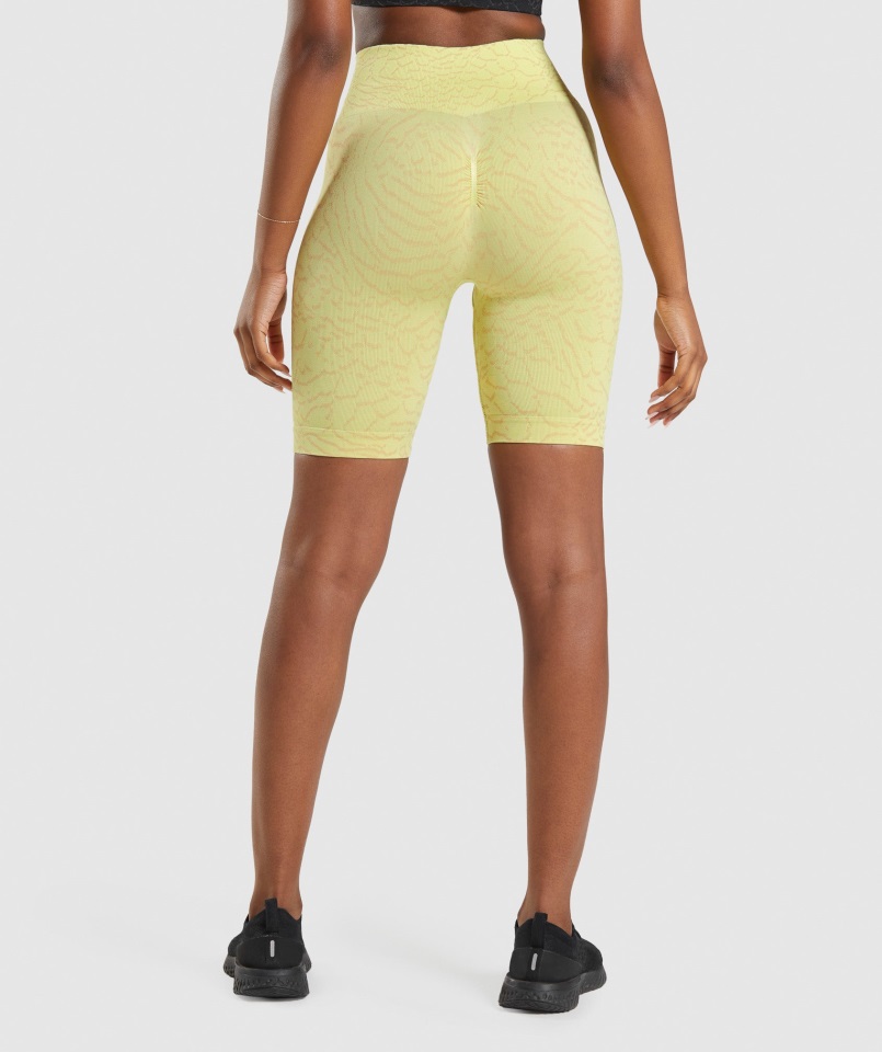 Shorts De Ciclismo Sin Costuras Gymshark Hybrid-firefly Amarillo Adapt Animal