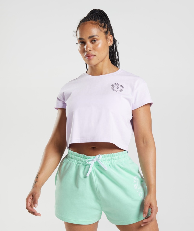 Crop Top Gymshark Legacy Lila Desteñido