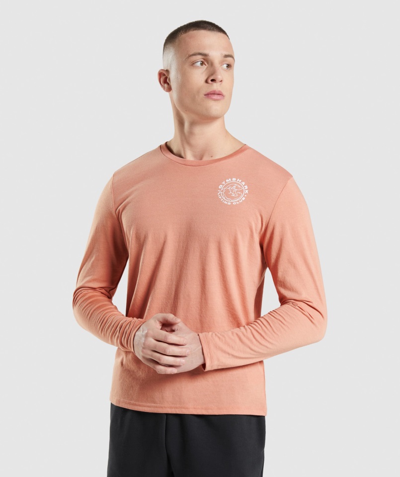 Camiseta Gymshark Legacy Manga Larga Rosa Nevada