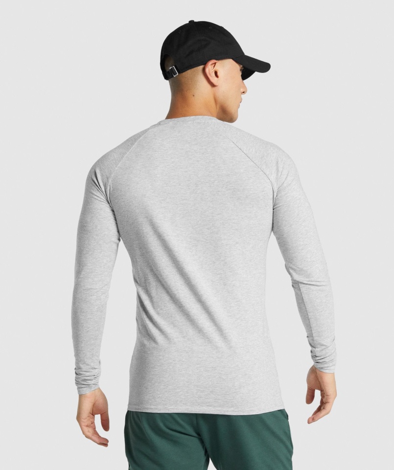 Camiseta De Manga Larga Gymshark Gris Claro Jaspeado Critical 2.0