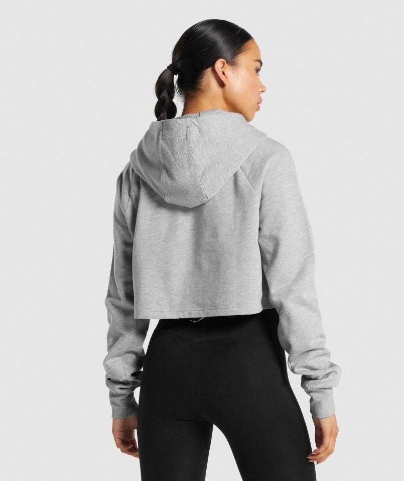 Gymshark Sudadera Con Capucha Corta De Entrenamiento Gris Jaspeado Claro