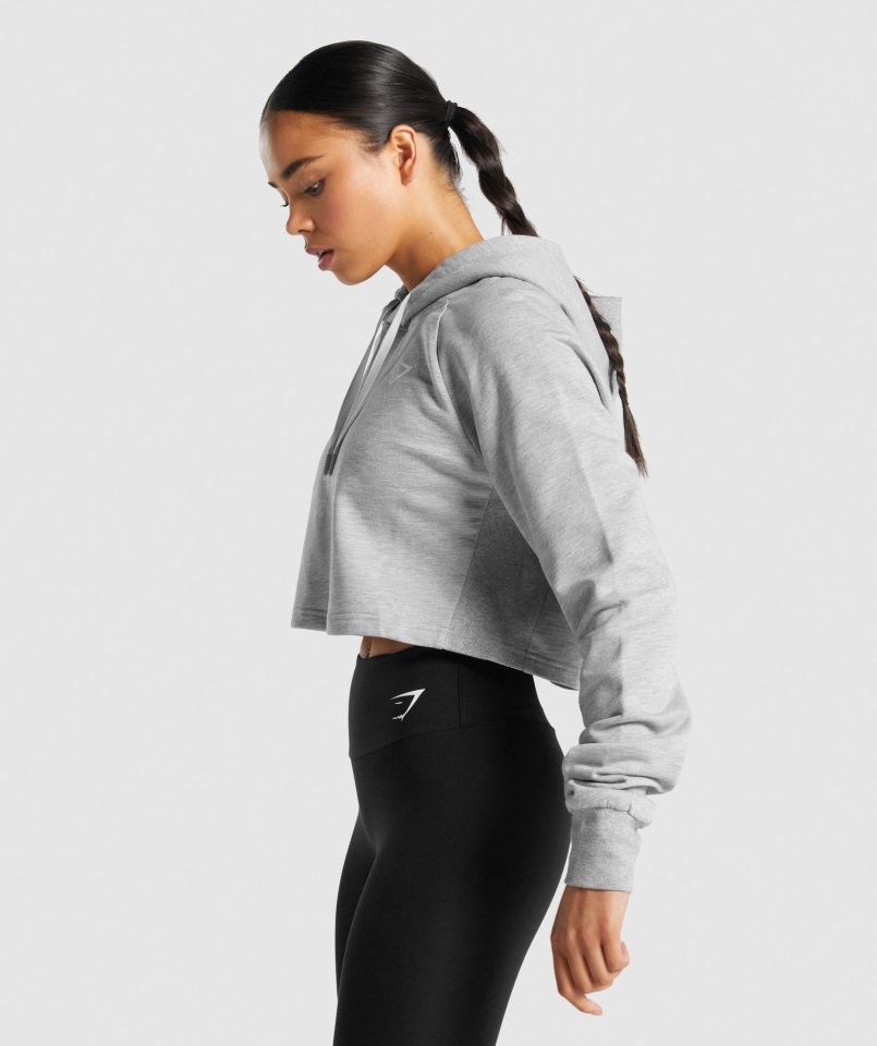 Gymshark Sudadera Con Capucha Corta De Entrenamiento Gris Jaspeado Claro