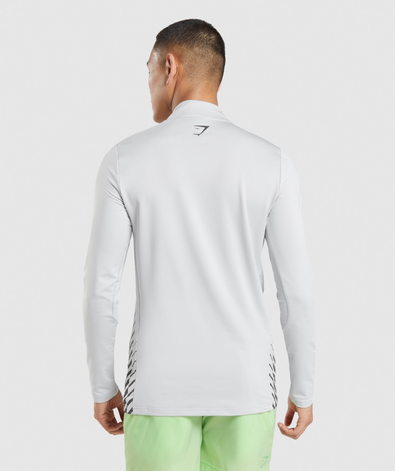 Gymshark Sport Stripe Gris Claro 1-4 Zip