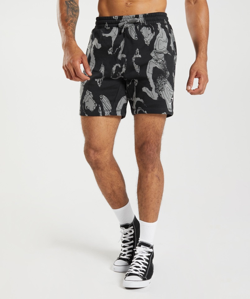 Pantalones Cortos Con Estampado De Mapa Gymshark Estampado Negro