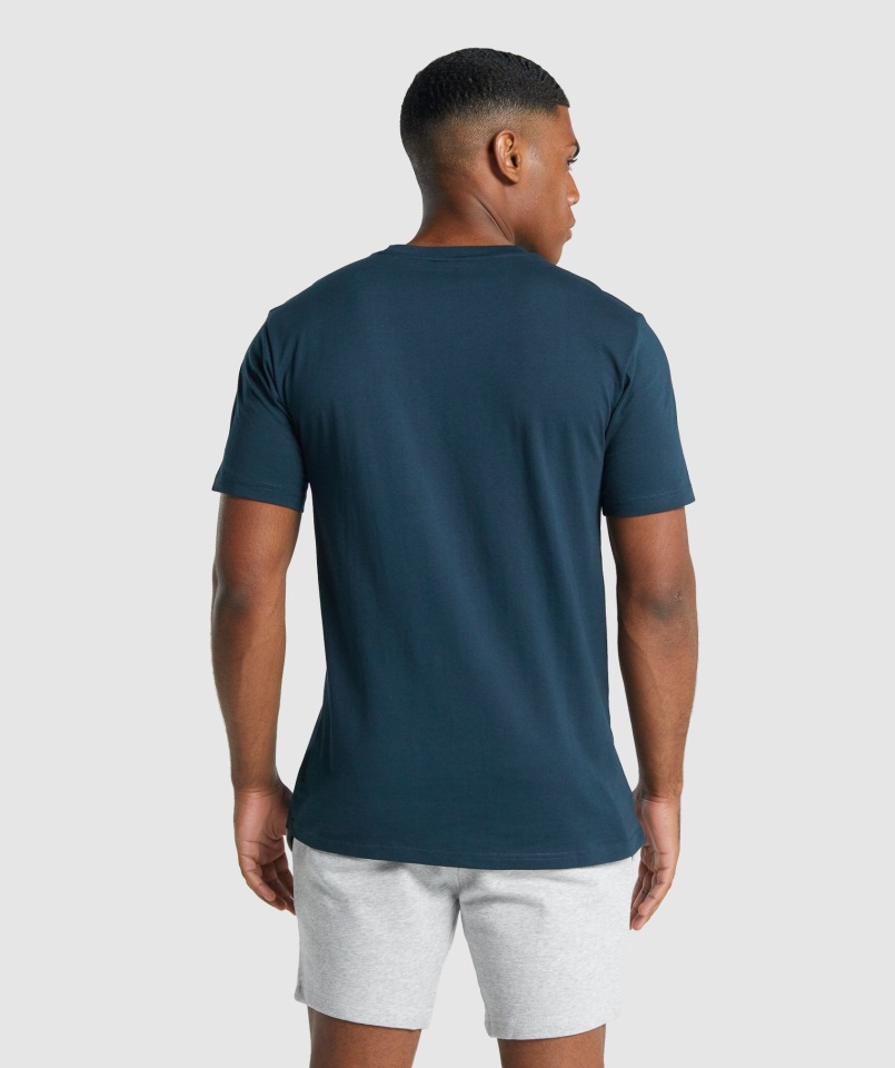 Camiseta Con Escudo Azul Marino Gymshark