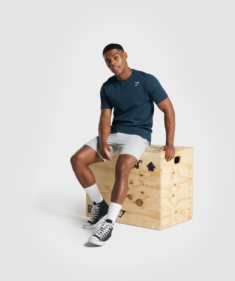 Camiseta Con Escudo Azul Marino Gymshark