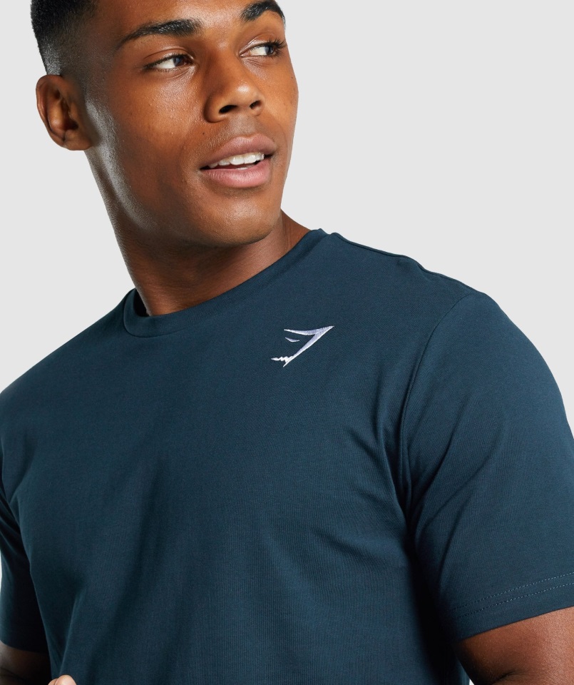 Camiseta Con Escudo Azul Marino Gymshark