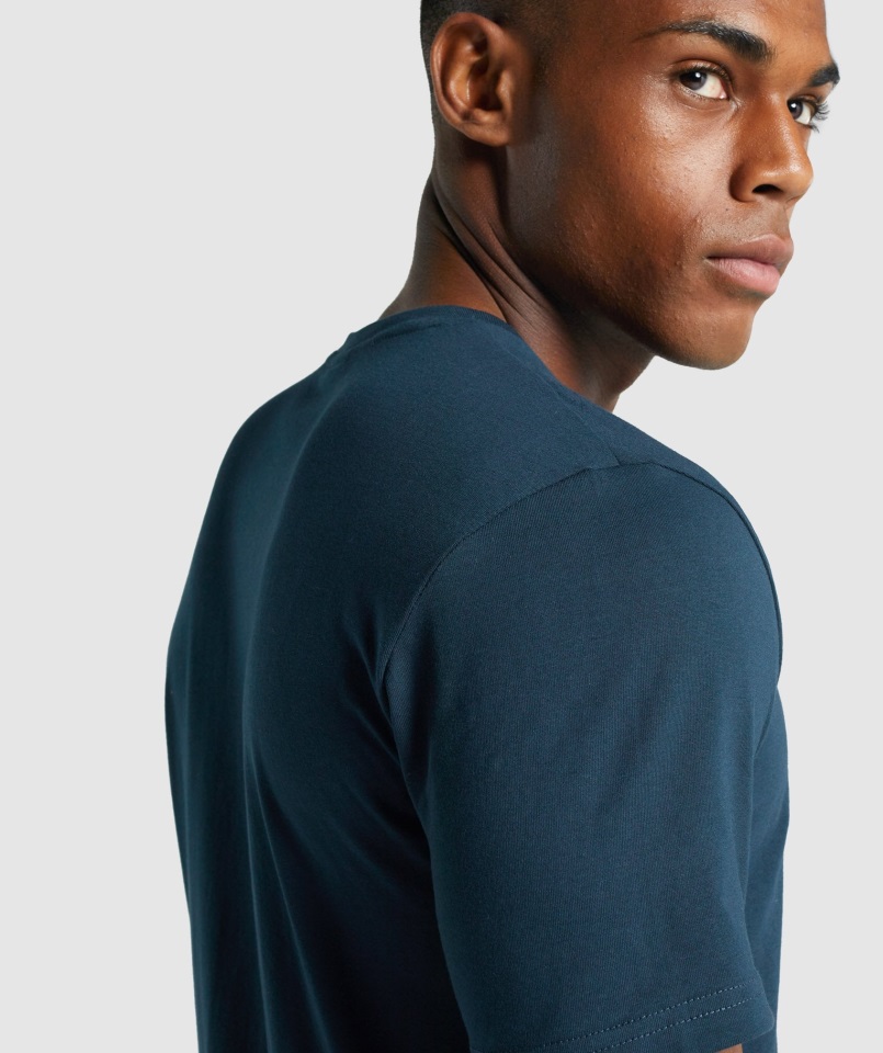 Camiseta Con Escudo Azul Marino Gymshark