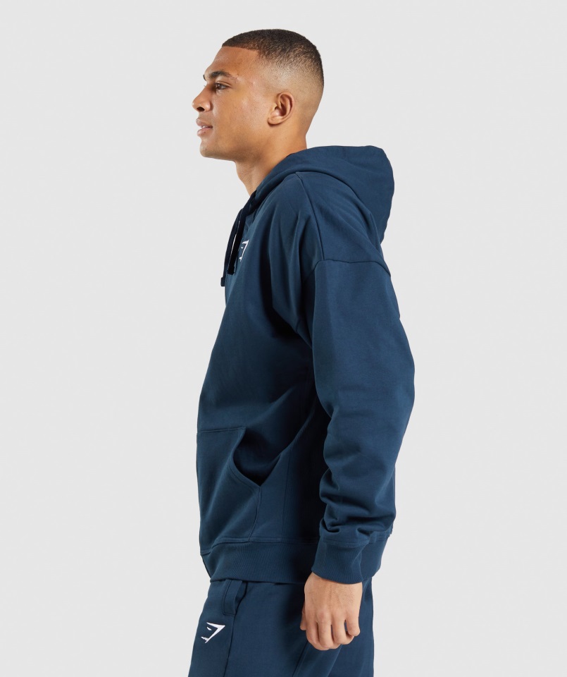 Gymshark Sudadera Con Capucha Y Cremallera Extragrande Azul Marino Essential