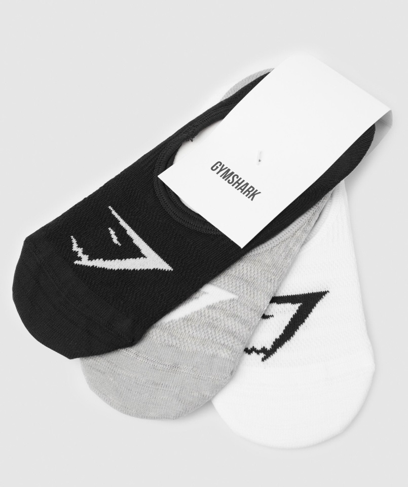 Paquete De 3 Calcetines Invisibles Gymshark Blanco-gris Claro Jaspeado-negro
