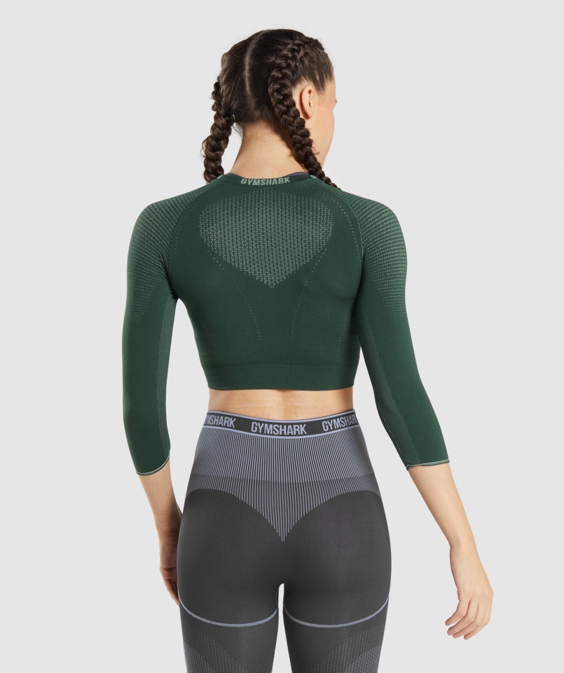 Top Corto Sin Costuras Con ápice Verde Pepino Obsidiana Gymshark