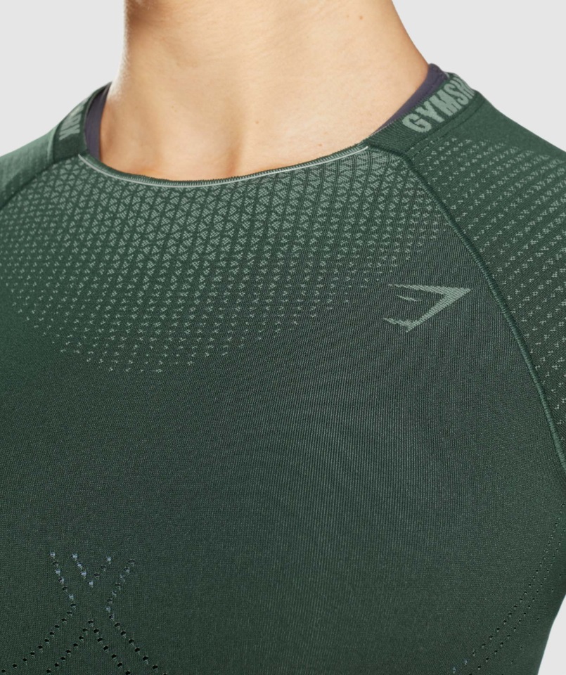 Top Corto Sin Costuras Con ápice Verde Pepino Obsidiana Gymshark