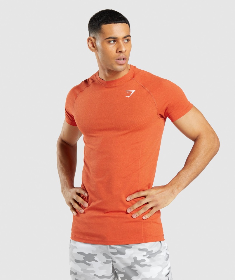 Gymshark Papaya Orange Marl Vital Light Camiseta Sin Costuras