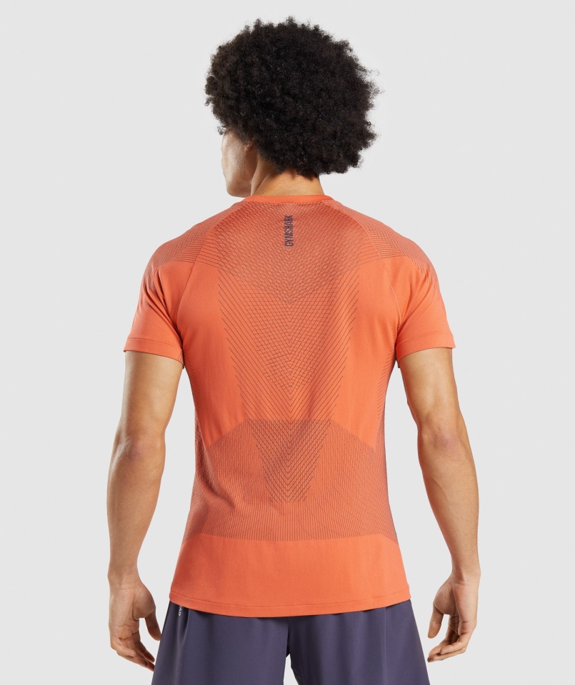 Gymshark Papaya Naranja-ónix Gris ápice Camiseta Sin Costuras