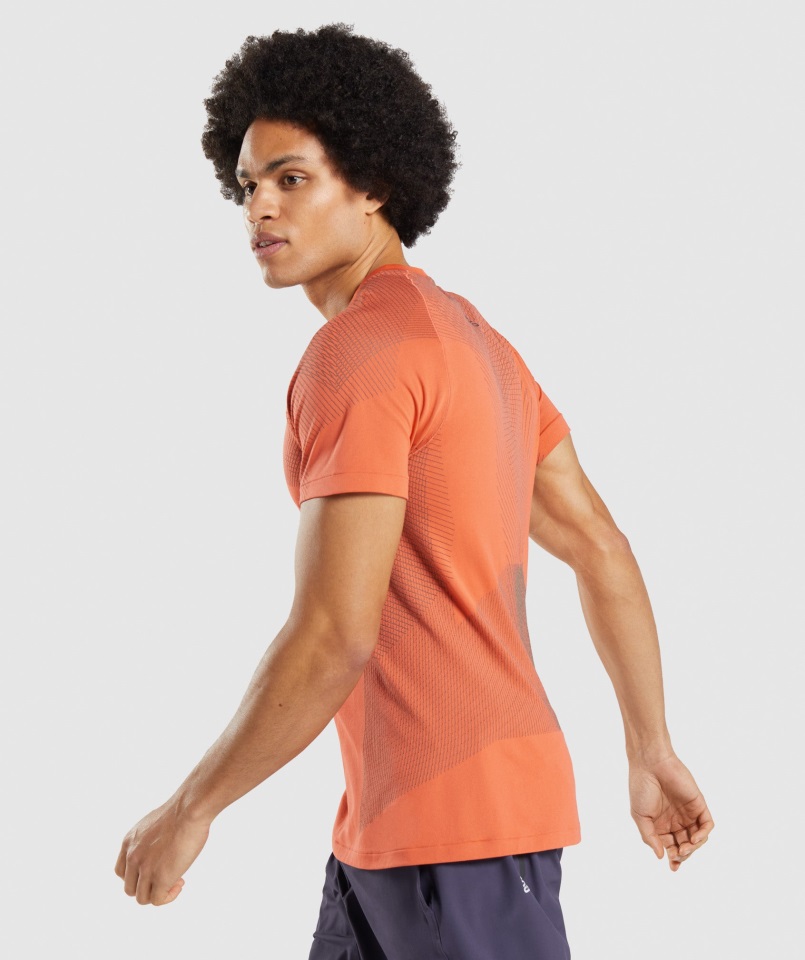 Gymshark Papaya Naranja-ónix Gris ápice Camiseta Sin Costuras