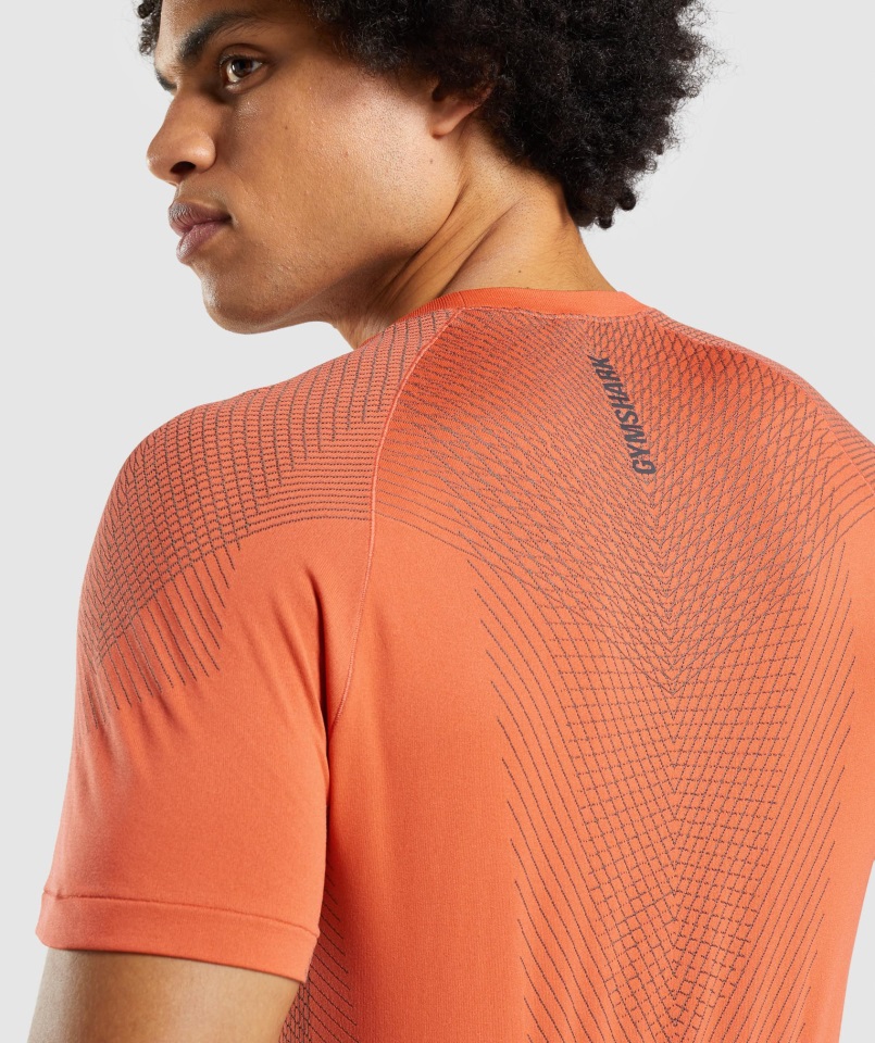 Gymshark Papaya Naranja-ónix Gris ápice Camiseta Sin Costuras