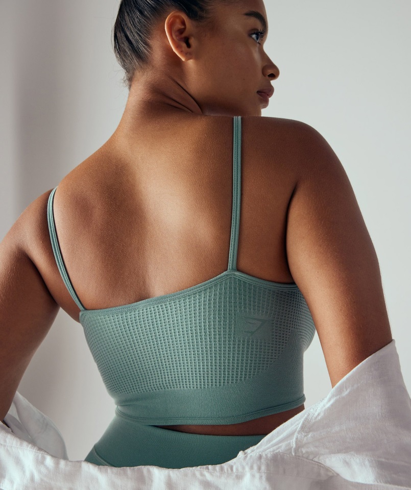 Gymshark Pausa Bralette Sin Costuras Azul Maya