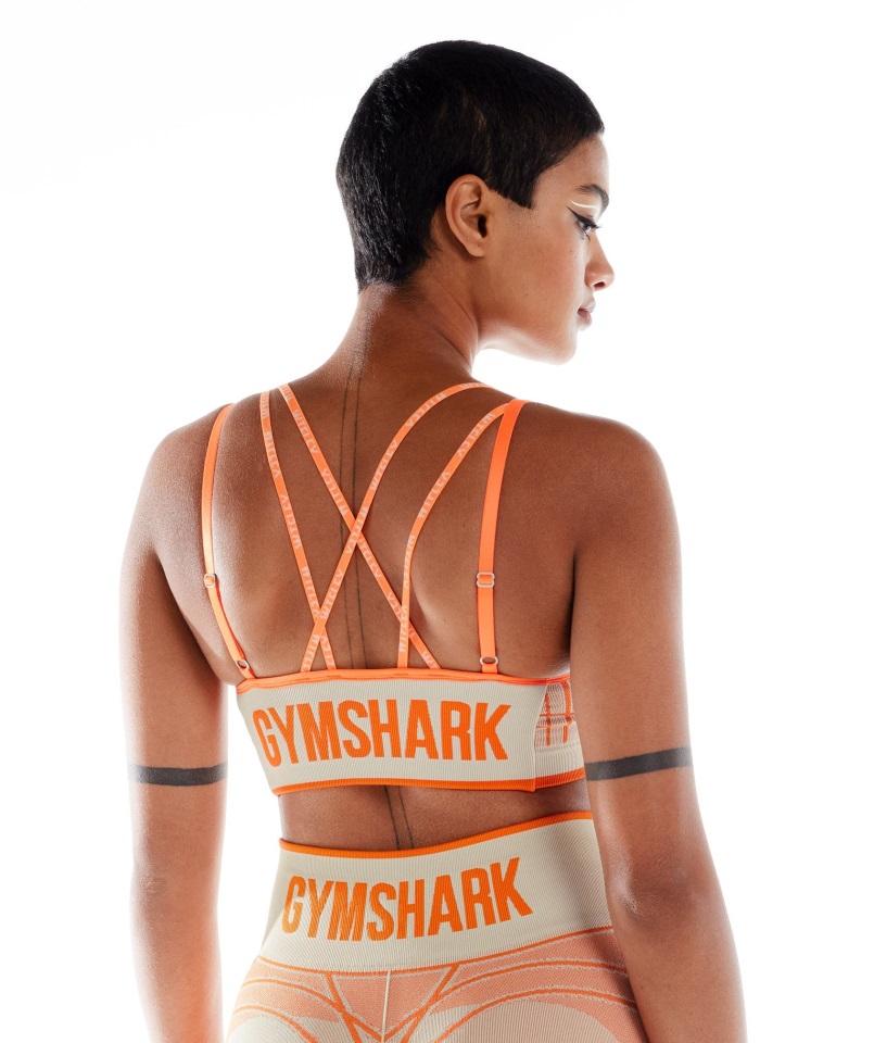 Sujetador Deportivo Sin Costuras Gymshark Pebble Gris-naranja-coco Blanco Wtflex Linear