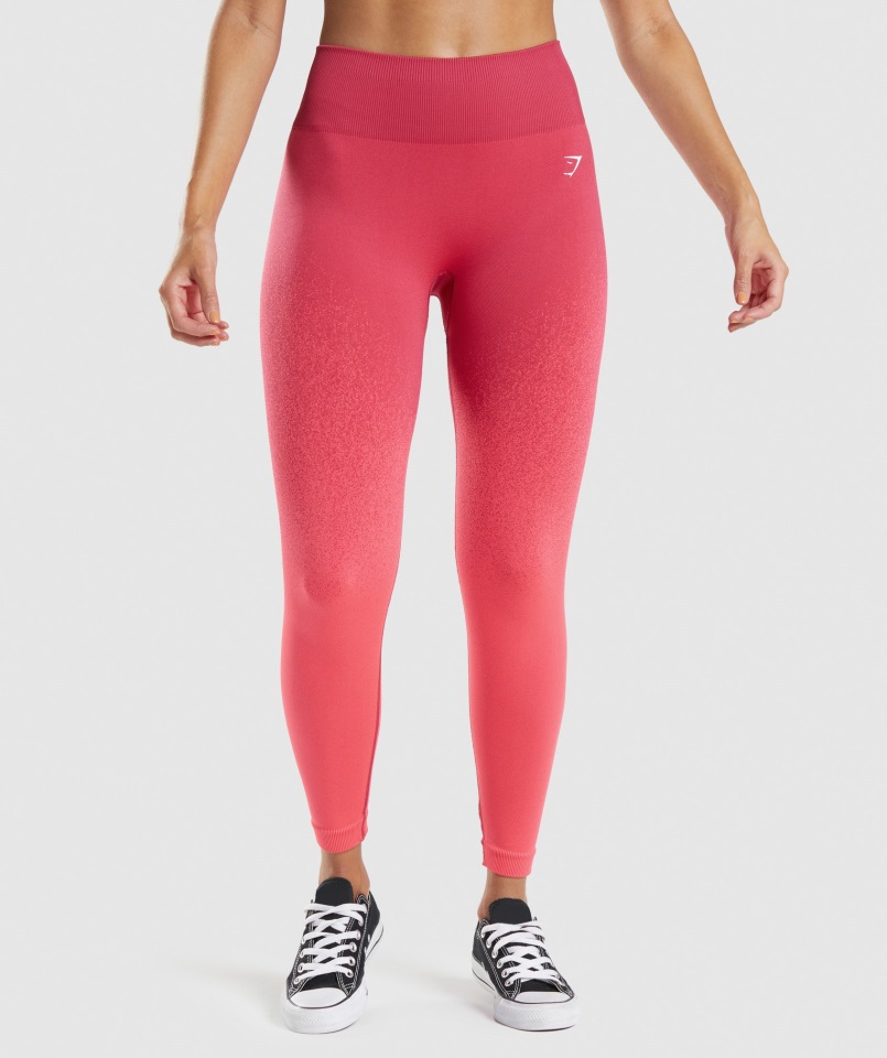 Gymshark Rosa-rojo Adaptar Ombre Sin Costuras Legging