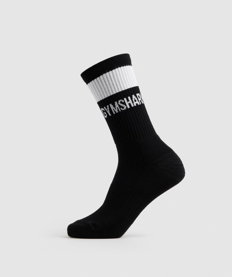 Calcetines Gymshark Premium Jacquard Single Negro-blanco