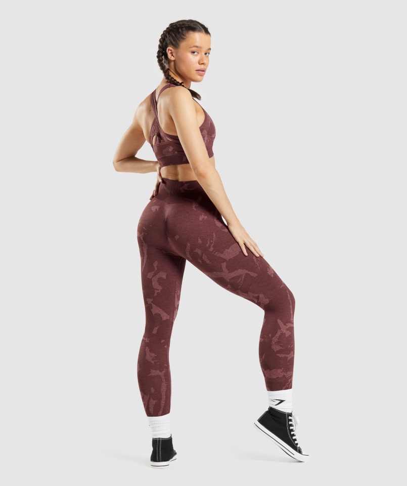 Gymshark Savanna-cherry Brown Adapt Camo Sin Costuras Legging