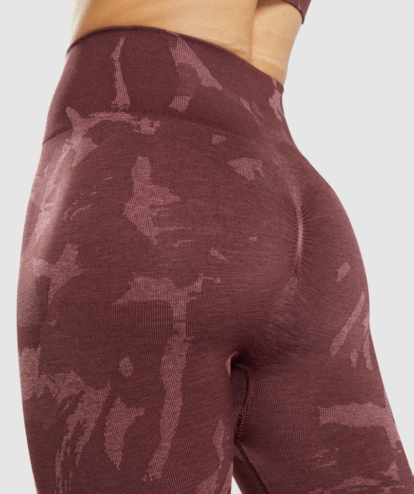 Gymshark Savanna-cherry Brown Adapt Camo Sin Costuras Legging