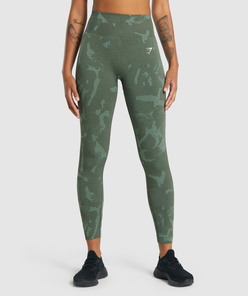 Gymshark Savanna-green Adapt Camo Sin Costuras Legging
