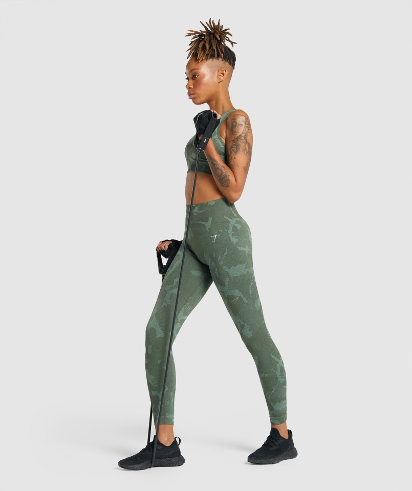 Gymshark Savanna-green Adapt Camo Sin Costuras Legging