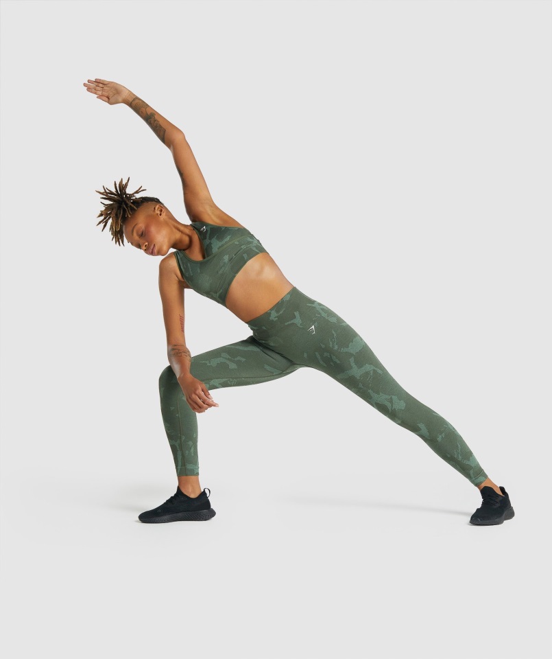 Sujetador Deportivo Gymshark Verde Sabana Adapt Camo Sin Costuras