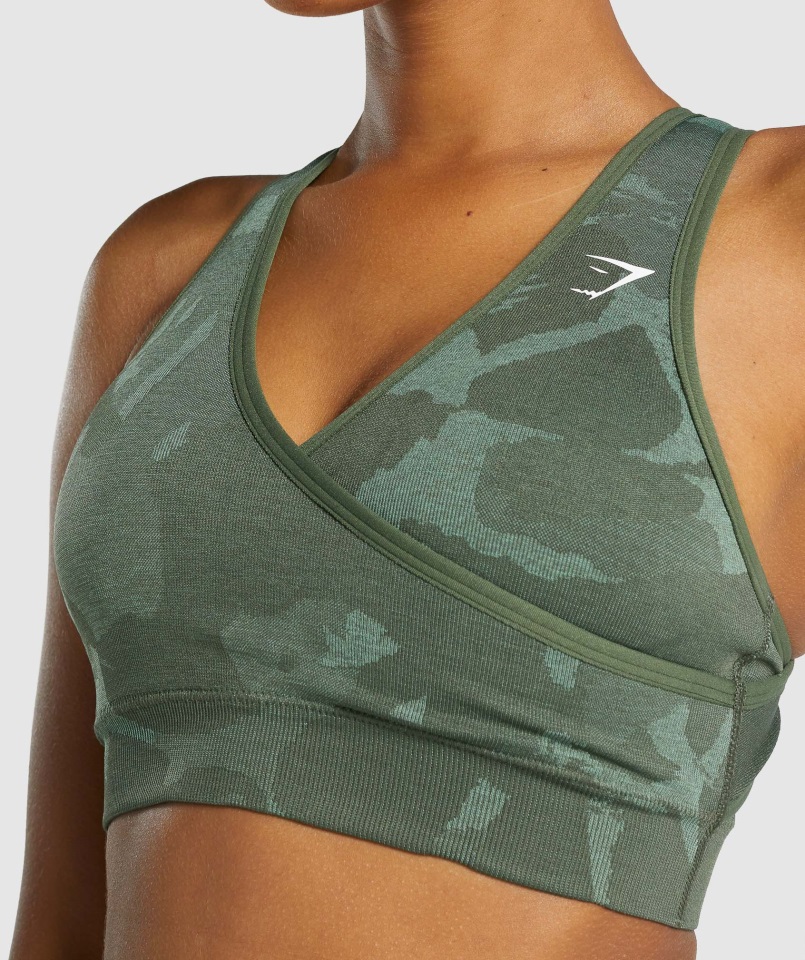 Sujetador Deportivo Gymshark Verde Sabana Adapt Camo Sin Costuras