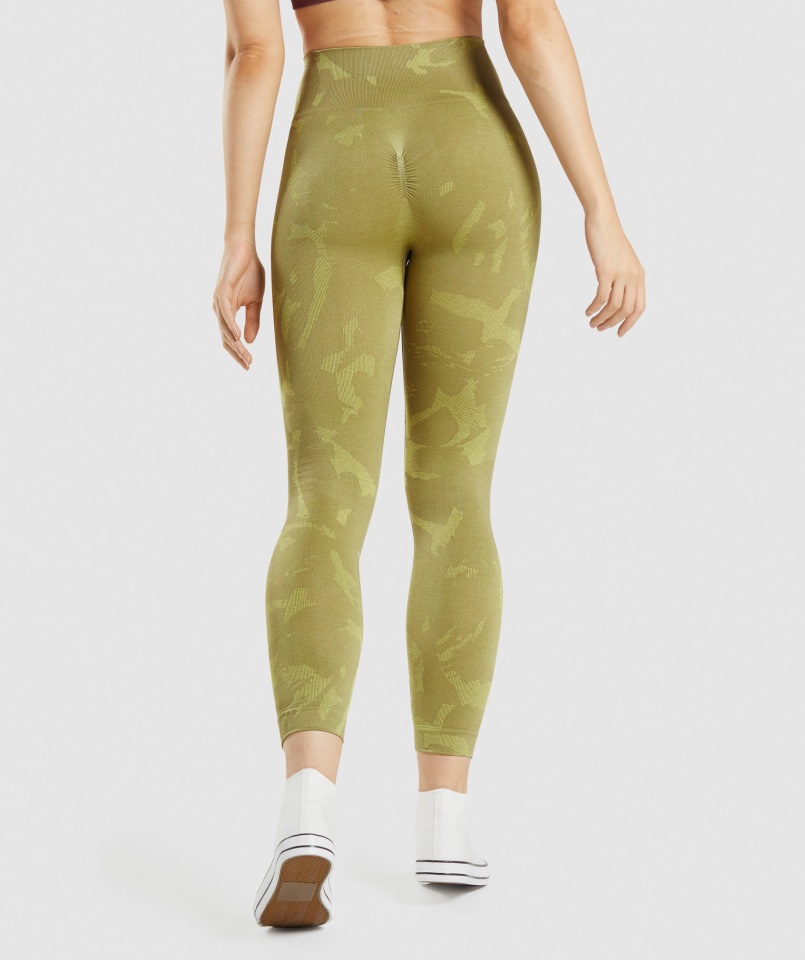 Gymshark Sabana-grifo Verde Adaptar Camuflaje Sin Costuras Legging